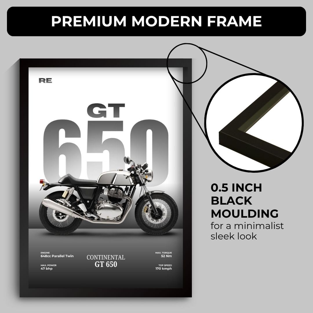 Royal Bullet Poster | Framed RE Continental GT 650 A4 Sized (31 x 23 cm) | Mr Clean Bike Poster for Wall, Gift for Boys, Bike Frames | Bikes Posters for Wall, Bedroom, Hostel, Study Room (F_171) 3