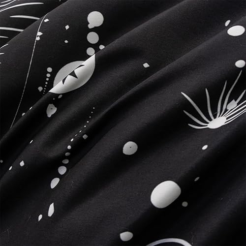 Miniatura 8 de Holawakaka Juego de edredón con estampado de constelaciones de estrellas, luna, tamaño individual, para niñas y niños, juego de ropa de cama con