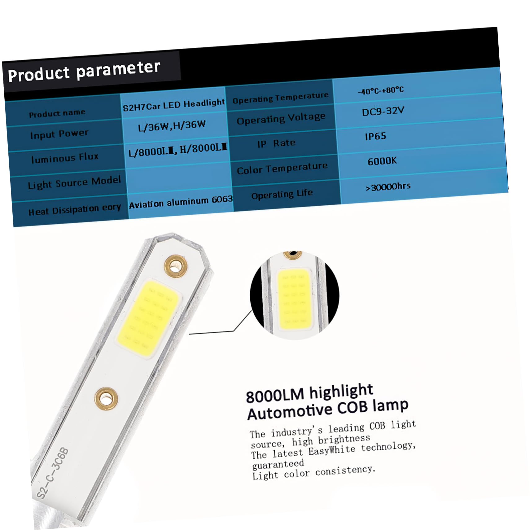 SOLUSTRE 6piezas Bombillas Led De Faro Delantero Impermeables Alta Potencia Luz Alta y Para Vehículos