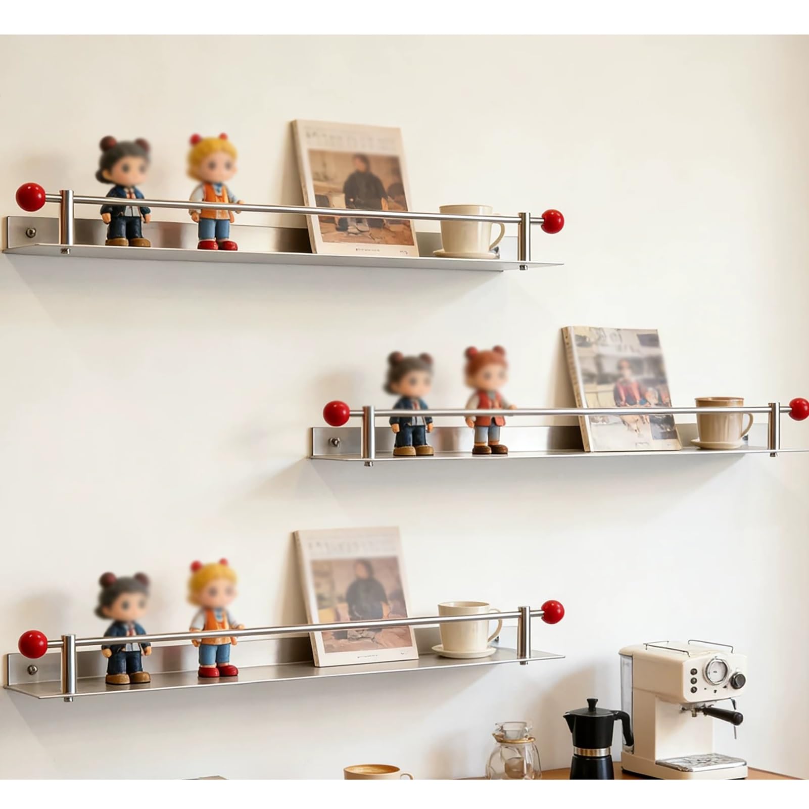 Portariviste da parete, scaffale sospeso per libri, porta dischi per negozi al dettaglio, sala d'attesa e centro commerciale, 80 cm