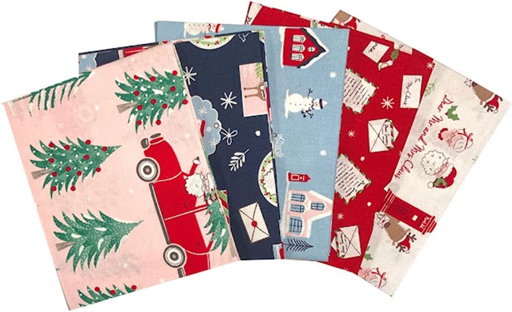 The Craft Cotton Co Christmas Post - Amazing Christmas Fat Quarters Collection (45Cm X 55Cm) (100% Cotton Fabric - Ideal For Christmas Projects, Quilting, Bunting) (Christmas Post)