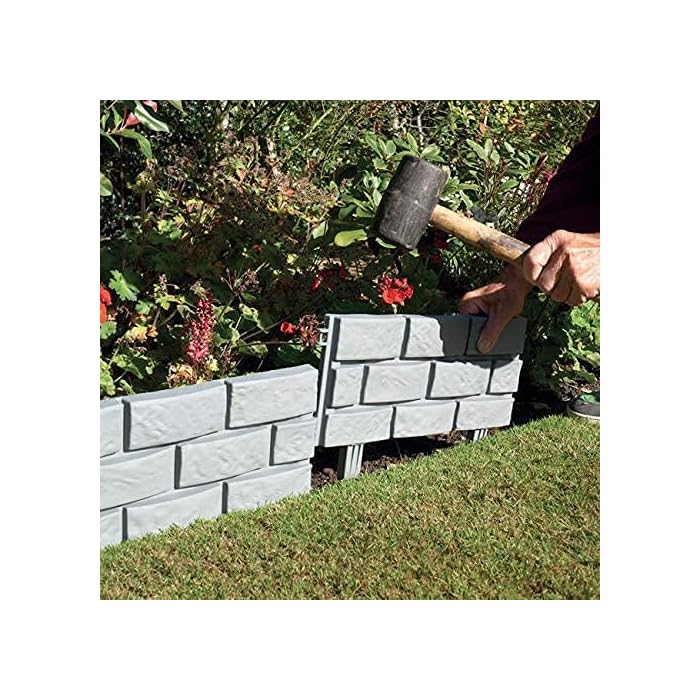 Buy Ram® 8 X Grey Brick Effect Garden Lawn Edging Grey Lawn Border