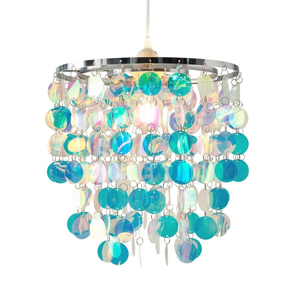 Litecraft Multi Coloured Glow Light Shade 30 Cm Easy Fit Iridescent Children's Lampshade- Multicoloured