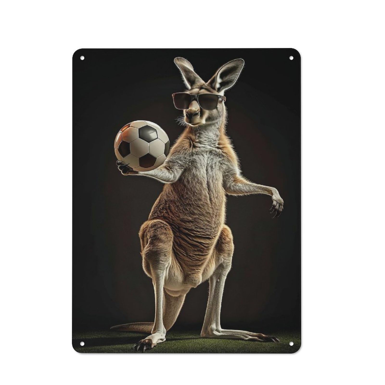 Junmoney Kangaroo Soccer Ball Rustic Metal Sign 40X30cm Featuring For Hallway Wall, A Decorative Gift For A Newly Furnished Hallway