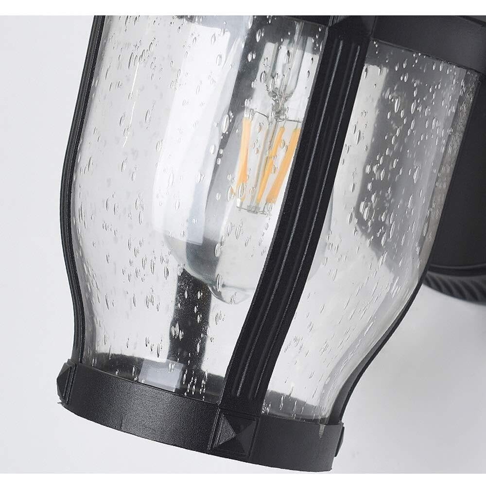 Lampa Ogrodowa,Lampy Kinkiet Zewnętrzny Aluminiowy Z Przezroczystym Szklanym Mocowaniem Ściennym, Czarny, Wodoodporny, E27, Latarnia Do Ogrodu, Balkonu I Ganku Oprawa Ogrodowa