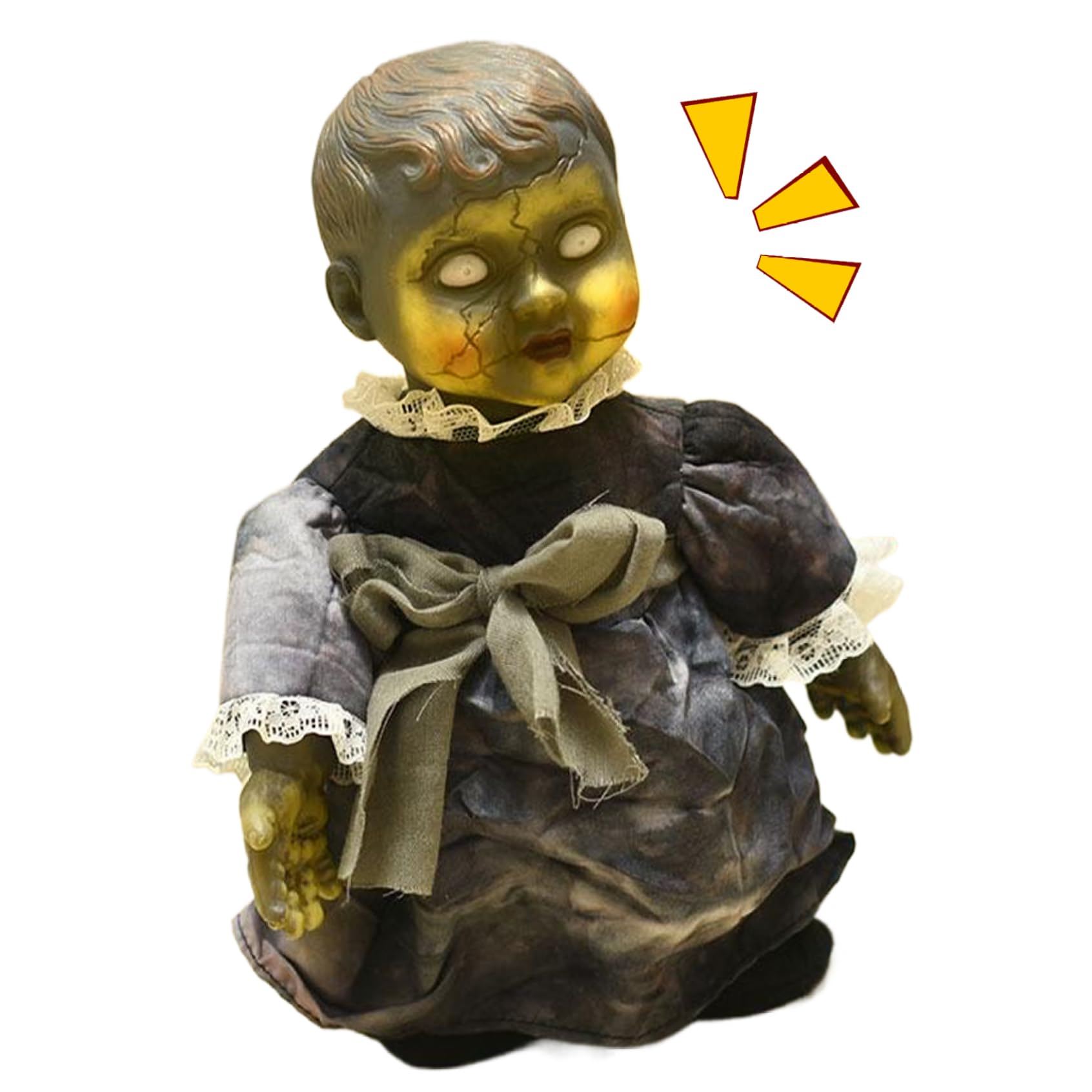 Whyzsjnclg Creepy Doll 13.4 Inch Walking Halloween Dolls Animated Scary with Light Up Eyes for Haunted House Halloween Decorations