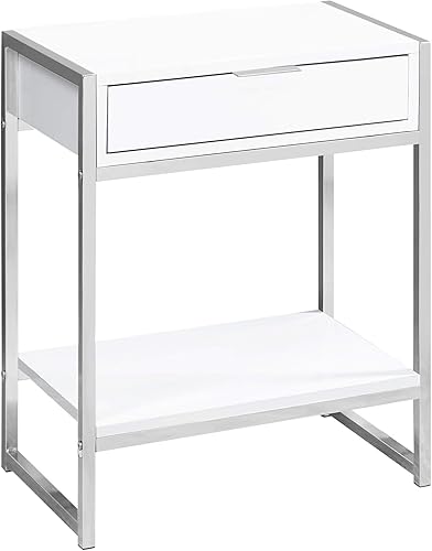 Monarch Specialties I Accent, mesa final, mesita de noche, BLANCO