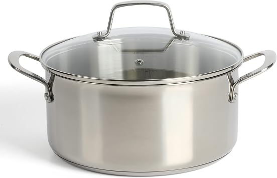 Martha Stewart Castelle 5-Quart 18/8 Stainless Steel Induction Safe Dutch Oven Casserole Pot With lid