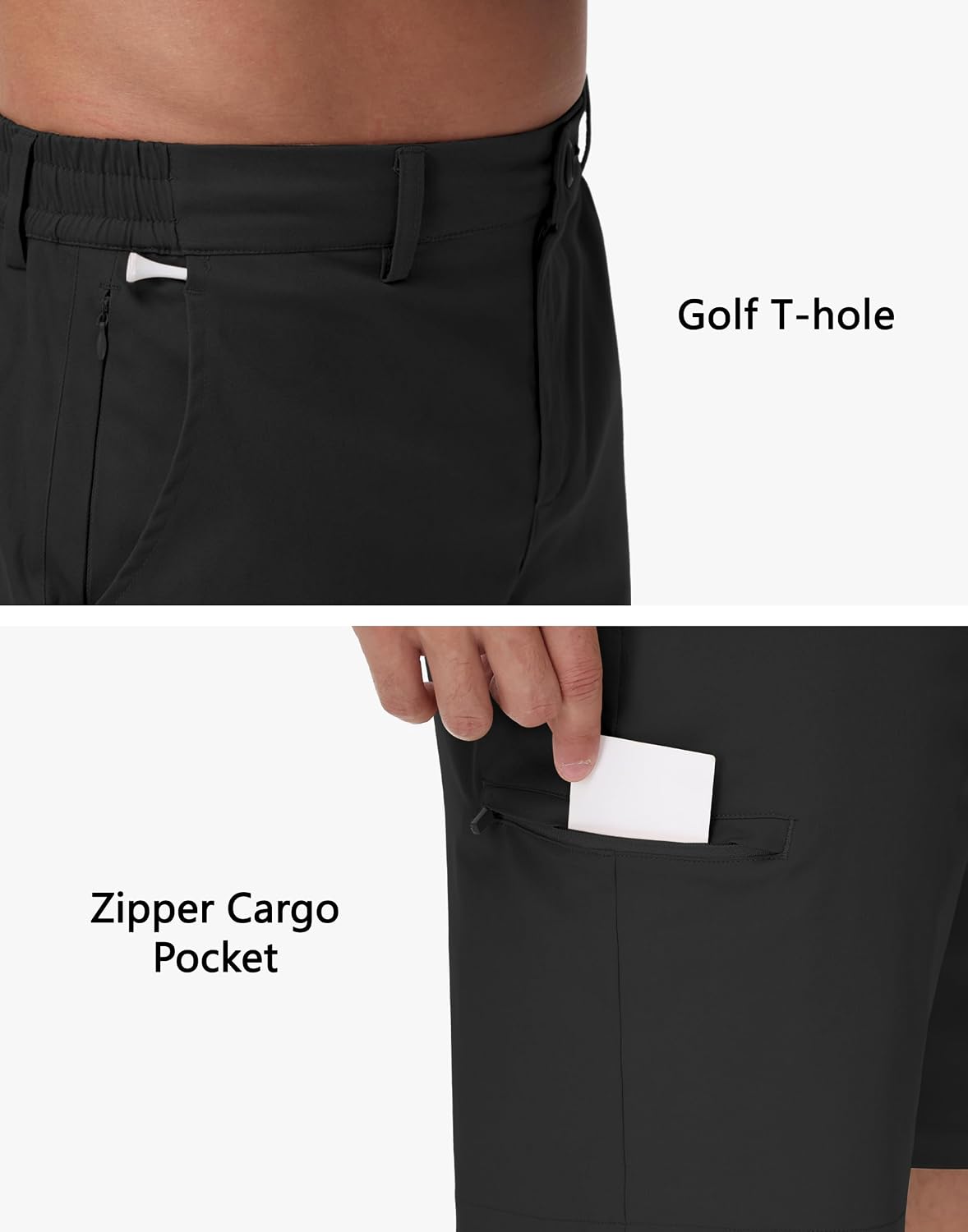 JWM Men's 7" Golf Shorts with 6 Pockets Black