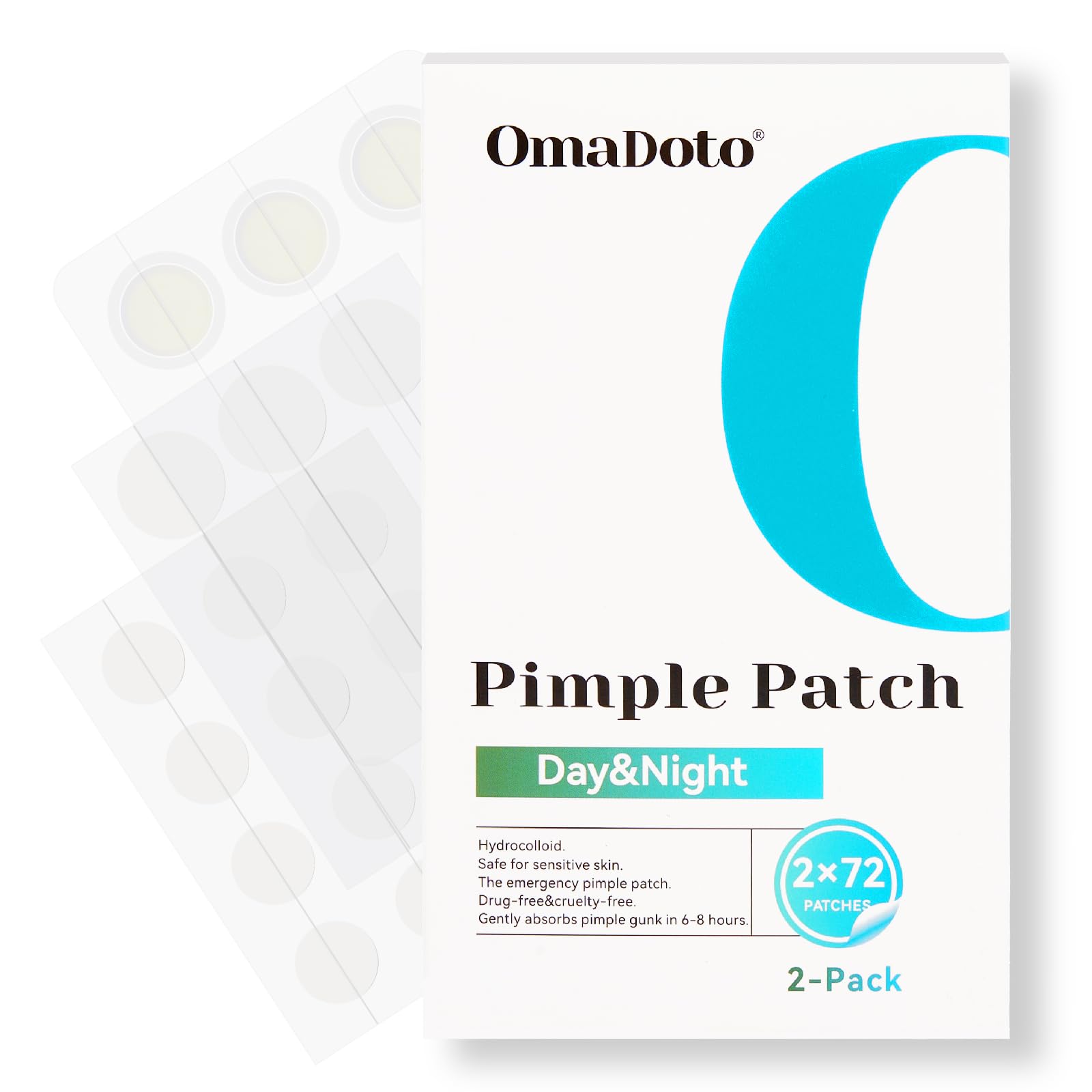 Day Night Invisible Pimple Patches - 10mm 12mm 144 Count 12 Sheets - 2-in-1 Hydrocolloid Blemish Cover with