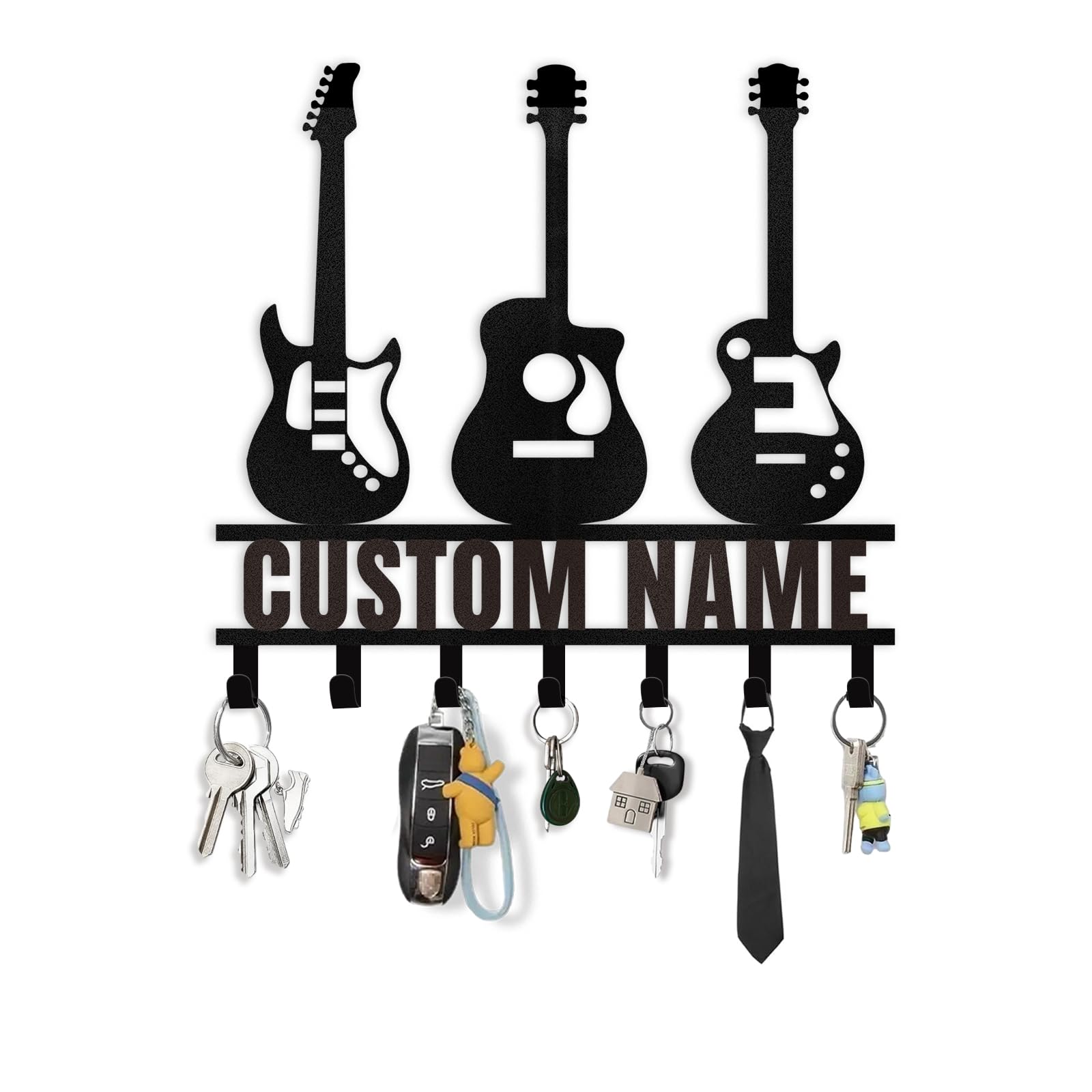 Custom Key Rack Wall Mount - Music Guitar Metal Coat Hooks for Wall, Coat Rack Organizer, Key Hanger Wall Art Decor, Key Rack Storage for Living Room