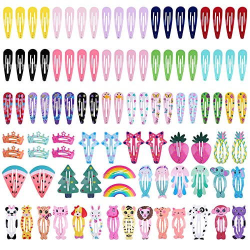 Ondder 100 Pcs Girls Clips for Hair, Cute Snap Hair Clips for Toddler Kids Girls Women, 1-2 Inch Colorful Small Hair Clips Barrettes Metal Hair Clips Pins for School Party Birthday Gift for Girls Cute Hair Accessories for Girls (Candy Color Cartoon D Ondder 100 Pcs Girls Clips for Hair, Cute Snap Hair Clips for Toddler Kids Girls Women, 1-2 Inch Colorful Small Hair Clips Barrettes Metal Hair Clips Pins for School Party Birthday Gift for Girls Cute Hair Accessories for Girls (Candy Color Cartoon D