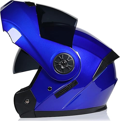 Hanhua Casco de motocicleta abatible, casco de moto de cara completa, cascos modulares con doble visera, aprobado por DOTECE, para adultos de calle,