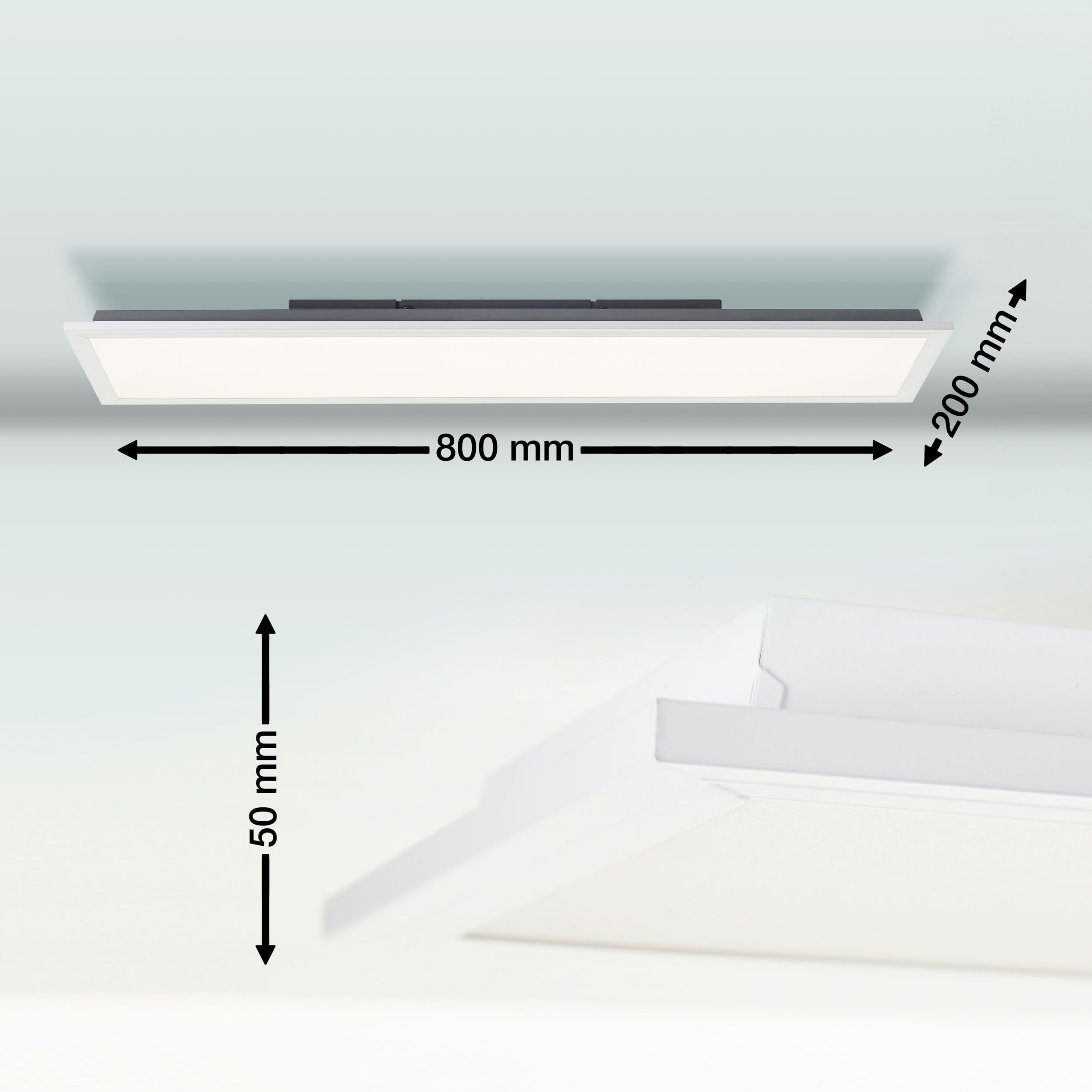 Lightbox Basic Pannello a LED per montaggio in superficie | 80 x 20 cm | dimmerabile tramite telecomando | pannello per parete e soffitto con luce frontale digitale a LED RGB e CCT (3000-6500 K) |