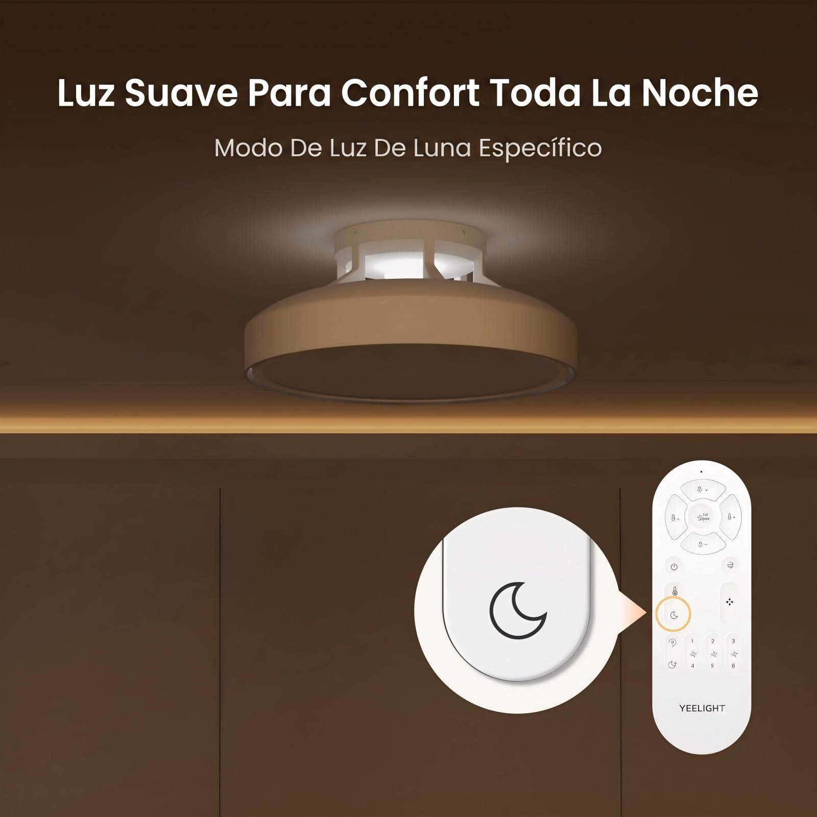 Yeelight Ventilador de Techo con Luz 74W, Plafón Inteligente Regulable con Ventilador Silencioso, 6 Velocidades, Mando a Distancia, Temporizador, Modo Verano Invierno, Lámpara para Dormitorio y Salón