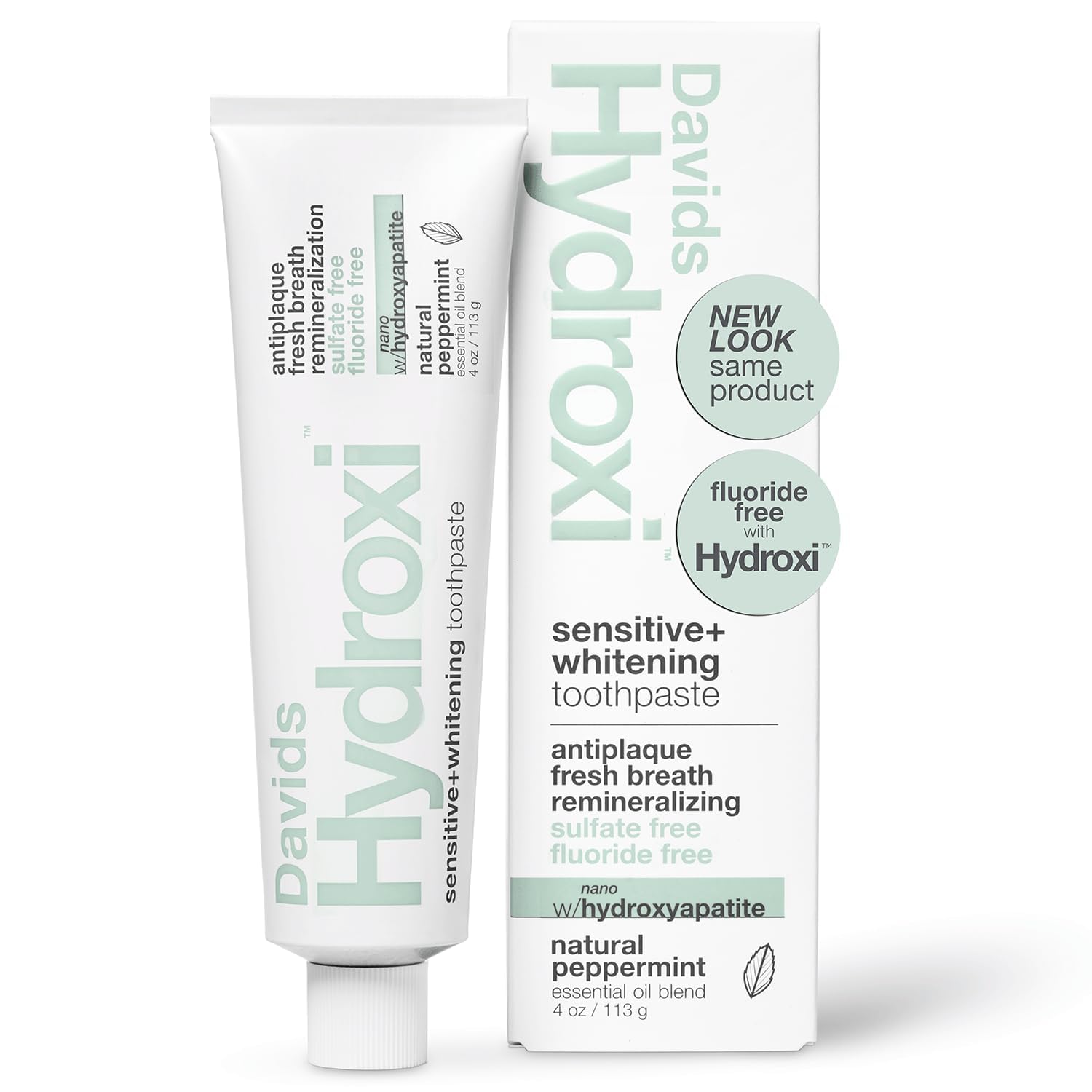 davids hydroxi fluoride free nano hydroxyapatite toothpaste for remineralizing enamel amp sensitive relief whitening antiplaque sls free natural peppermint 4 oz made in usa