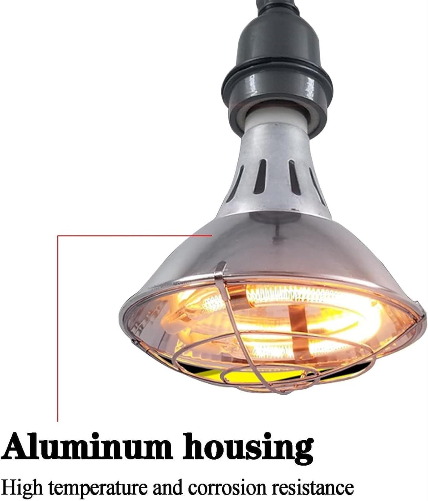 Lámpara de calor infrarroja de 220 V for pollitos, bombilla de calor infrarroja, temperatura ajustable, luces calefactoras Pantalla de aleación de aluminio de invierno+bombilla de calor infrarroja de