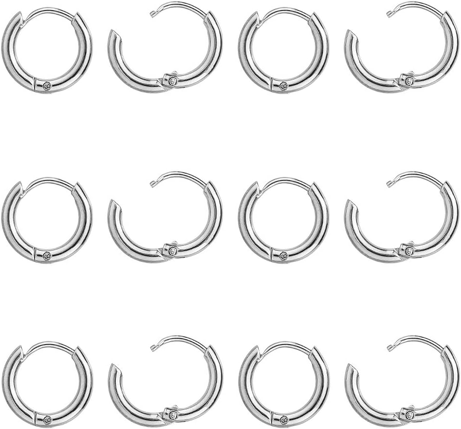 UNICRAFTALE Hand Polished Hoop Earrings 10 works 12mm Stainless Steel Hoop Earrings 0.7mm Pin Stainless Steel Color Earwires Components for DIY Earrings Jewelry Making - Image 3