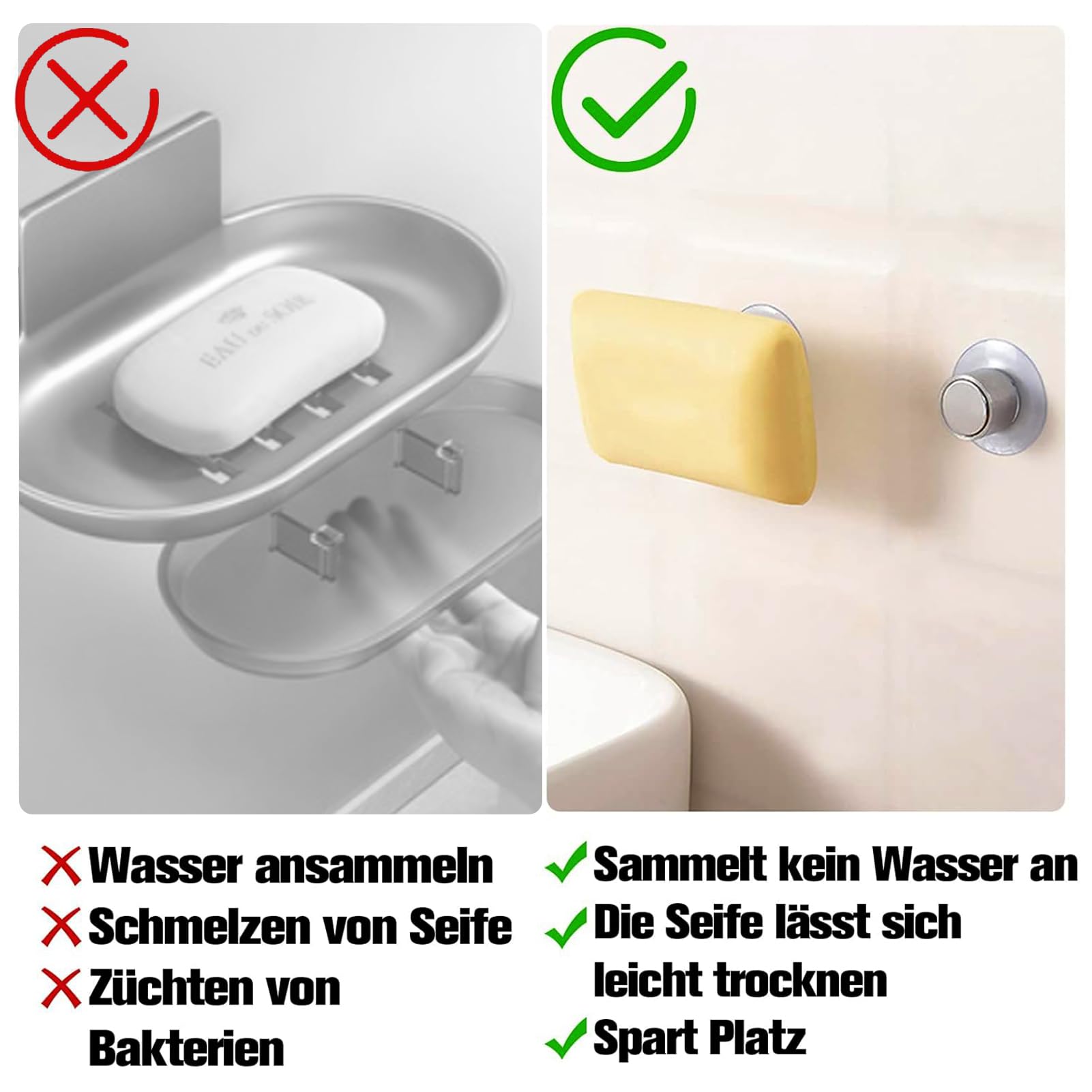 3 stuks magnetische zeephouders, zuignap, zeepdispenser zonder boren, magnetische zeepplaatjes, magneet voor keuken en badkamer