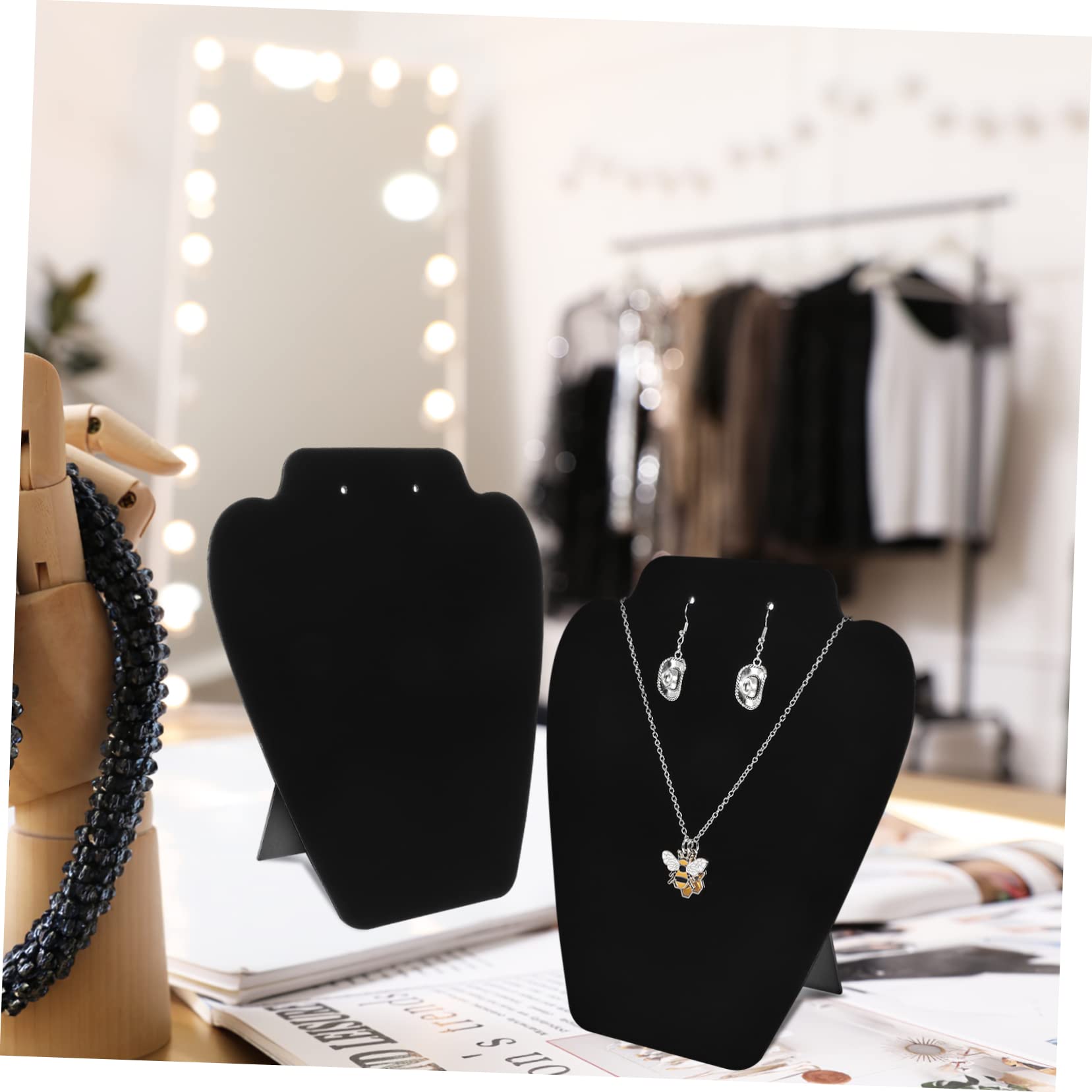 BESPORTBLE Expositor De Joyas De Terciopelo Suave, Soporte Caballete Negro, Para Pendientes y Collares, Juego De 18 Piezas, Tamaño 15x14x0,5 Cm, Adecuado Para Hogar y Tienda