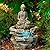 Sitting Buddha Rustic Zen Outdoor Floor Water Fountain 21" High with LED Light Meditation Decor for Garden Patio Backyard Deck Home Lawn Porch House Relaxation Exterior Balcony - John Timberland