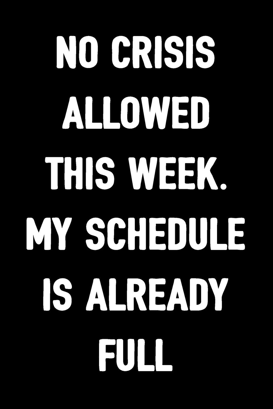 No Crisis Allowed This Week. My Schedule Is Already Full: Journal To Write In For Men & Women - Notebook with 100 Blank Lined Pages