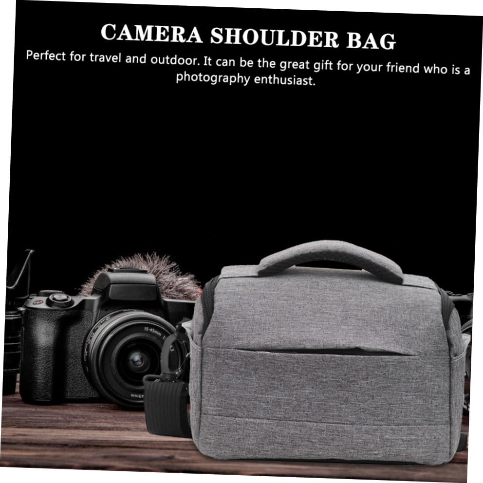 Bolsa portátil para cámara digital gris con acabados de cremallera metálica 6