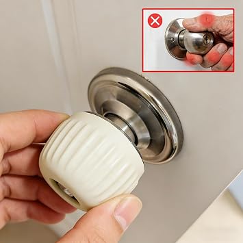 Doorstop Knob Stopper Covers Door Handle Grip Wall Protector, 2 Pack Soft Rubber Door Knob Non-Slip Cushion Grips(White)