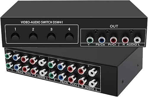 Miniatura 6 de Caja de interruptor de video AV componente 4 en 1 salida, BolAAzuL 4 puertos 5 RCA YPbPr Cable RGB Componente AV Switcher Selector Convertidor 4