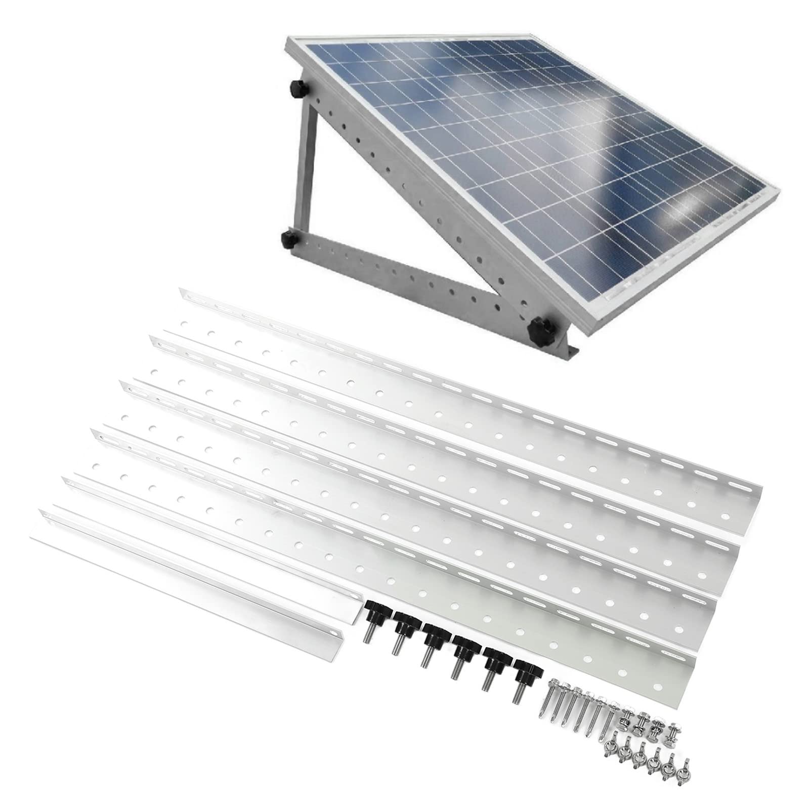 Rack di Montaggio Regolabile con Inclinazione Del Pannello Solare da 28 Pollici, Staffa di Montaggio Del Pannello Solare con Gambe Inclinabili Pieghevoli, Set di Staffe per Rack per Pannelli per Campe