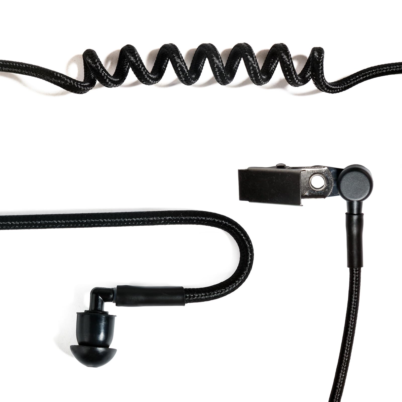 Tubo audio acustico nascosto in nylon lavorato a maglia con clip compatibile con Motorola Kenwood Baofeng Walkie Talkie FBI Security Earpiece Headset (Nero, 1)