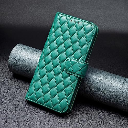 Image of ClickCase for iPhone 15 Plus Puffer Bubbly Soft Faux Leather Back Case Magnetic Wallet Flip Cover for iPhone 15 Plus (Bottle Green)