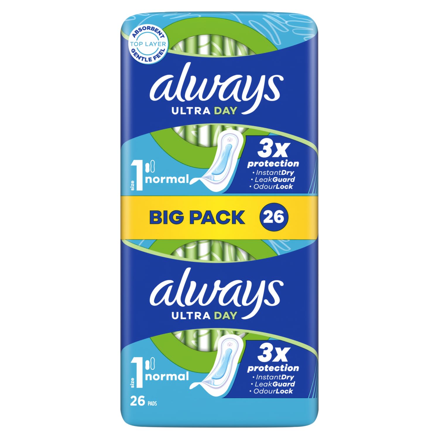 Always Ultra Day Sanitary Towels Normal (Size 1) 26 Pads, Super Absorbent And Thin, For Menstrual Periods
