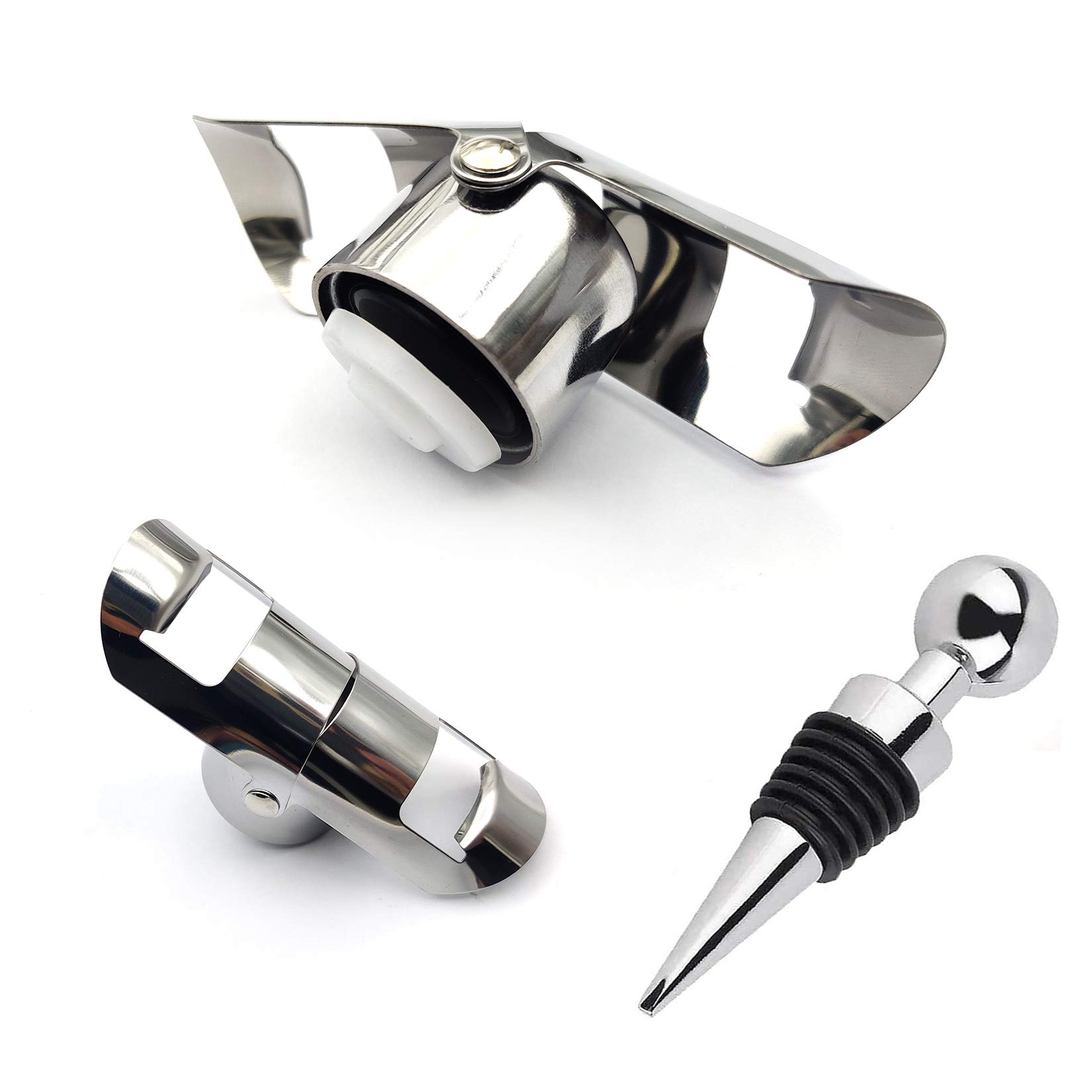 Weinflaschenverschlüsse 10 Stück - Wiederverwendbare Weinstopfen Aus Edelstahl (Gelb-Weiß)