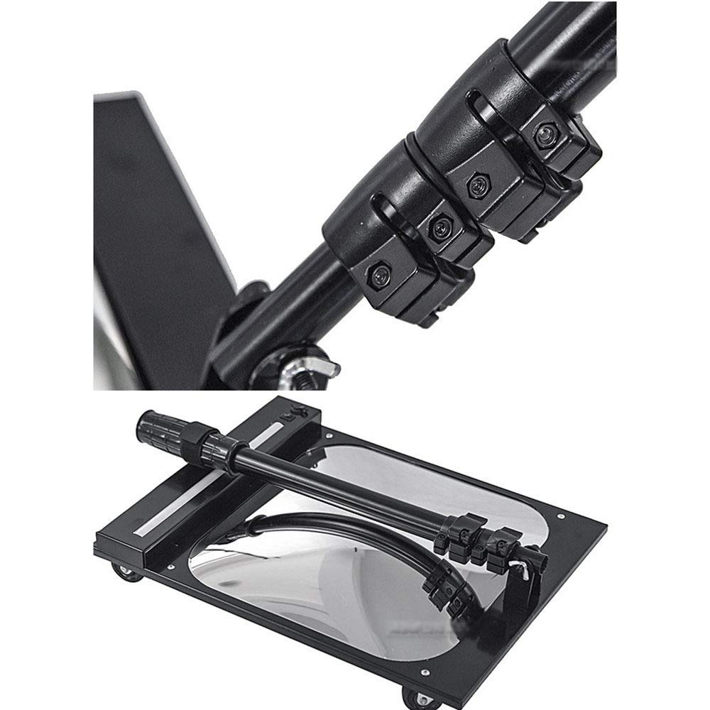 Specchietto da ispezione in metallo robusto su rulli + asta telescopica, con lampada LED, ideale per sicurezza e ispezioni