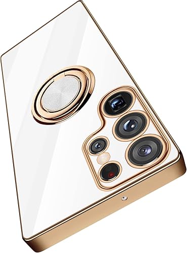 Compatible con Samsung Galaxy S23 Ultra 018oz - Fundas para teléfono celular ultra delgadas con soporte de anillo de 360 F marco de TPU suave