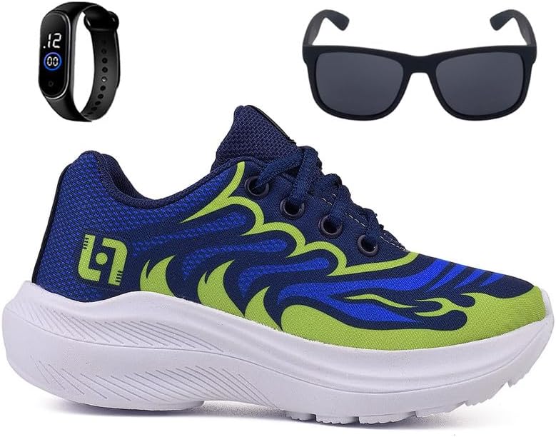 Tenis Infantil De Amarrar Meninos Leve Desenhos LIGHT + Oculos Re...