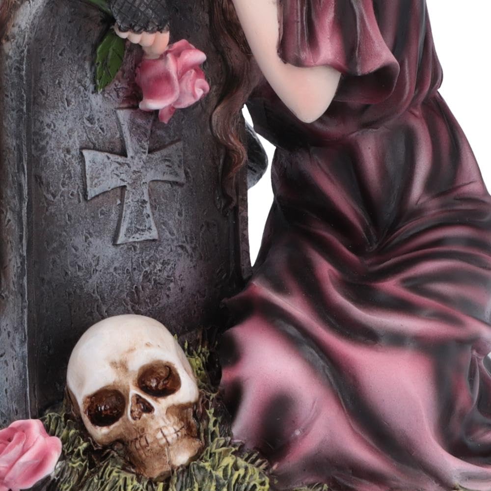 Nemesis Now Lost Love – Angelo in lutto in stile gotico, statuetta in resina con ali piumate nere, decorazione fantasy e gotica
