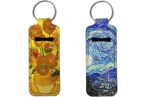 GLUDEAR Van Gogh Chapstick Holder Keychains Carry Case