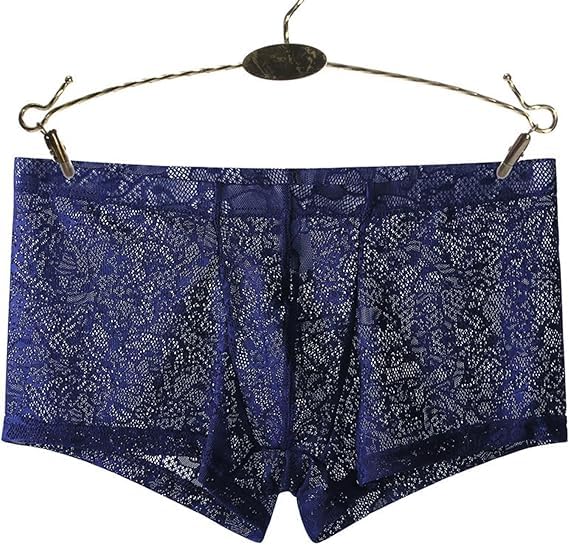 Men's Low Rise Lace Floral Underwear Transparent Bulge Pouch Underpants Sexy Ice Silk Boxer Briefs Sheer Panties4