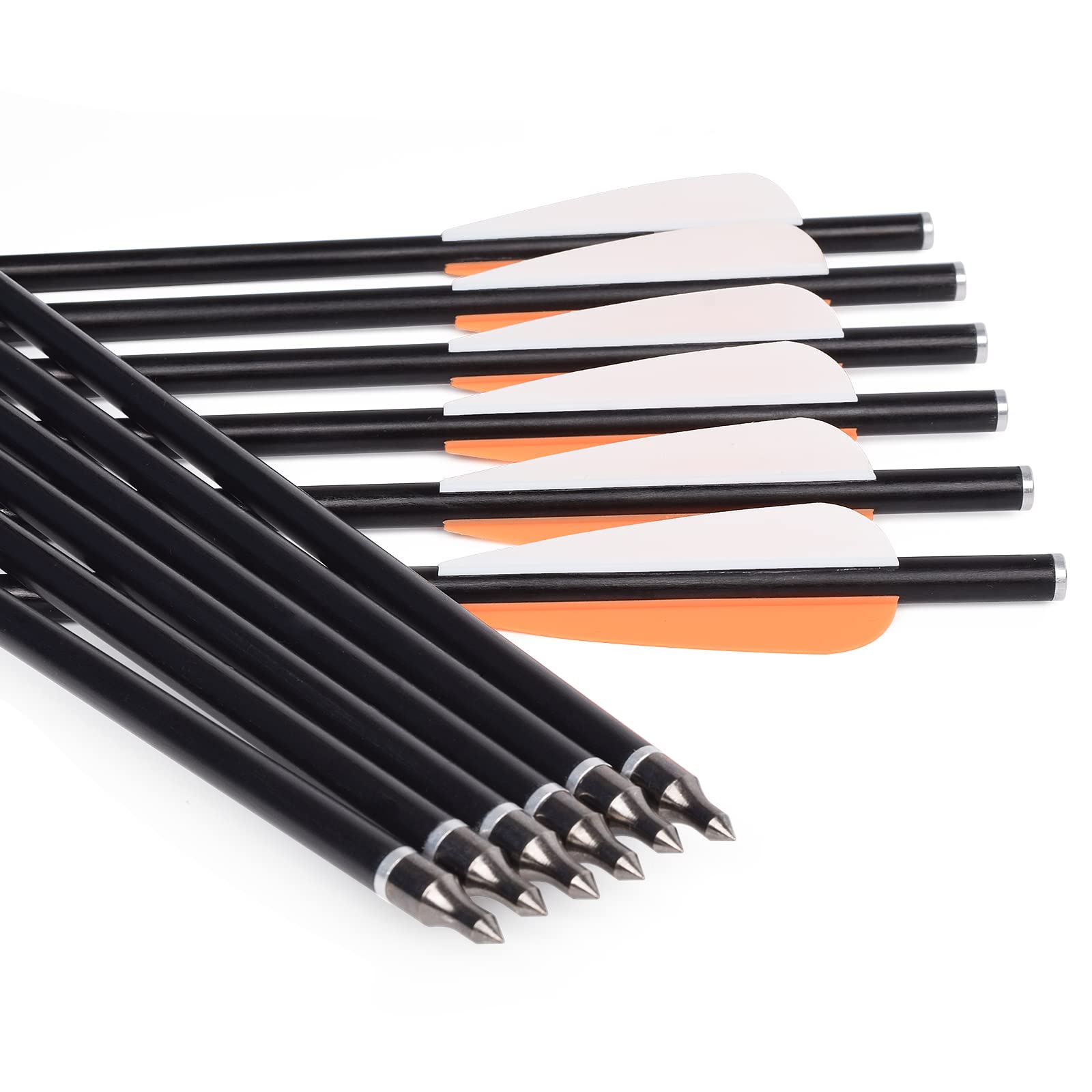 NIKA ARCHERY 12 Pezzi Bulloni per Balestra Frecce per Balestra 14 16 Pollici Bulloni per Tiro con L'Arco in Fibra di Vetro con Ali da 3 Pollici per Caccia con Balestra