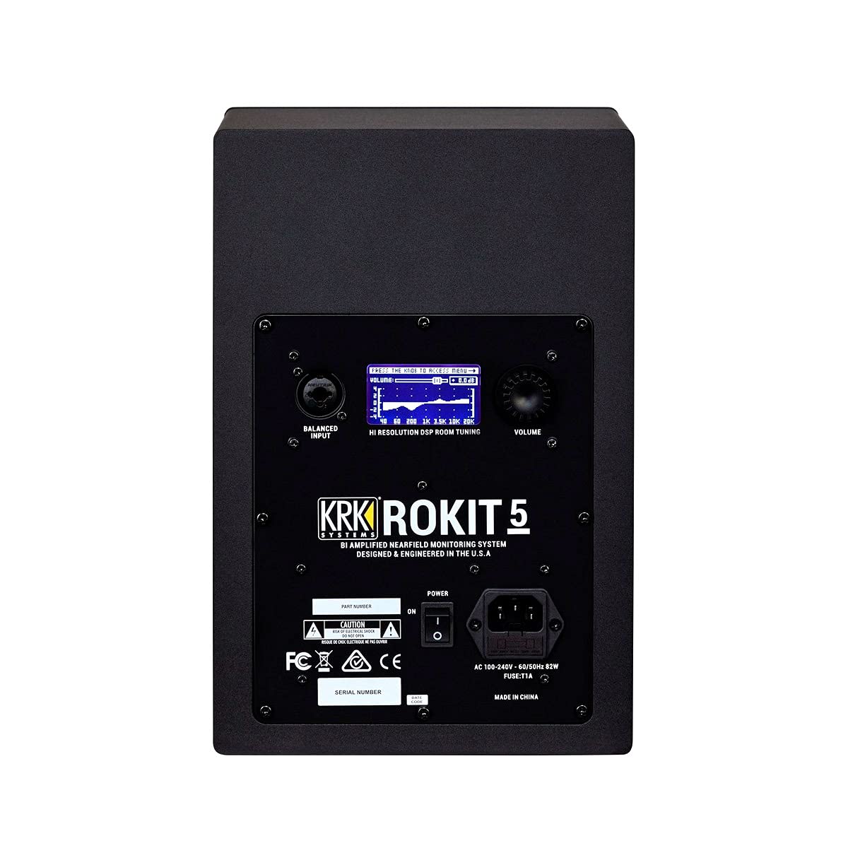 Enceinte de Monitoring Studio 5" KRK ROKIT RP5 G4 – Enceinte active de studio Conçue aux USA – Classe D – Égaliseur LCD – Réglages d'égalisation graphique, Connecteurs TRS/XLR, Compatible avec App KRK