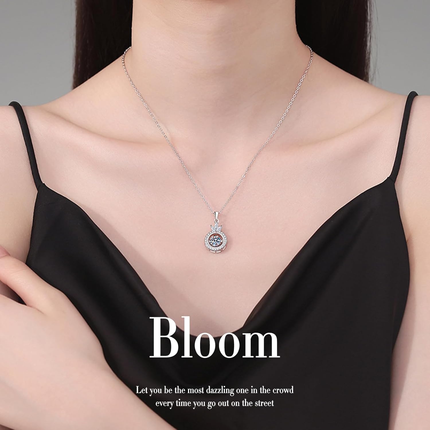 Sterling Silver Crown Moissanite Pendant Necklace for Women | 925 Silver Hypoallergenic Jewelry | Anniversary & Valentine's Day Gift with GRA Certificate - Image 2