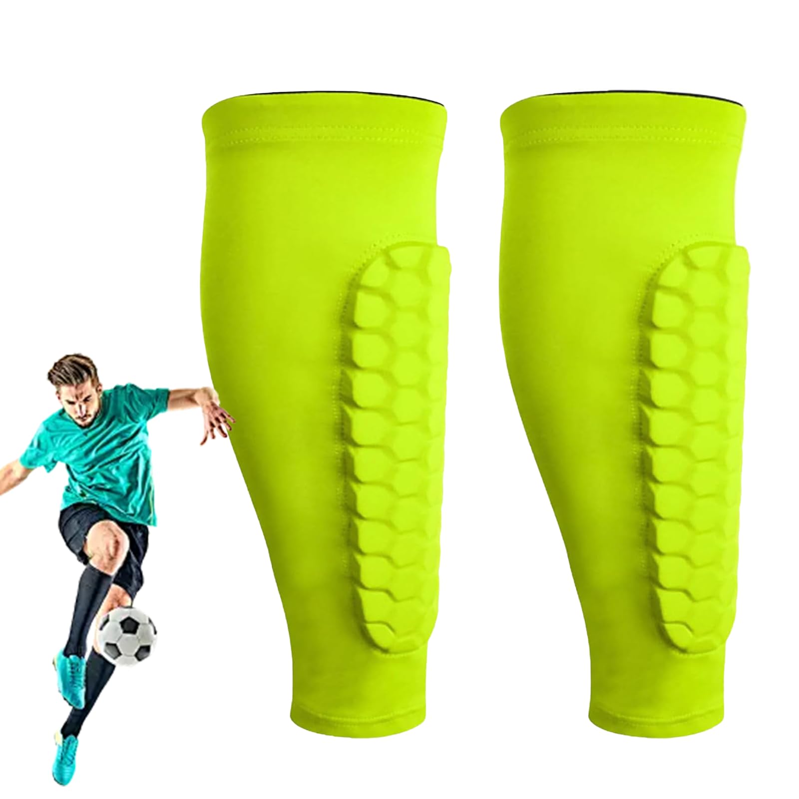 Shindefender Shin Guards,Shin Defender Shin Guards,Shin Defender Shin Pads,Beginner Anti-Collision Football Shin Pads With Honeycomb for Soccer,Mma,Skiing (Green, M)
