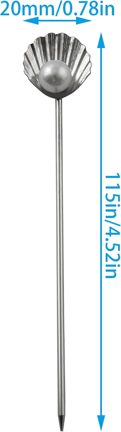 XGNG 5PCS Stainless Steel Pearl Shell Skewers Drink Stirrers Cocktail Mixing Sticks Creative Skewers for Fruit Desserts Cakes Luxury Style Afternoon Tea Tableware Decorations