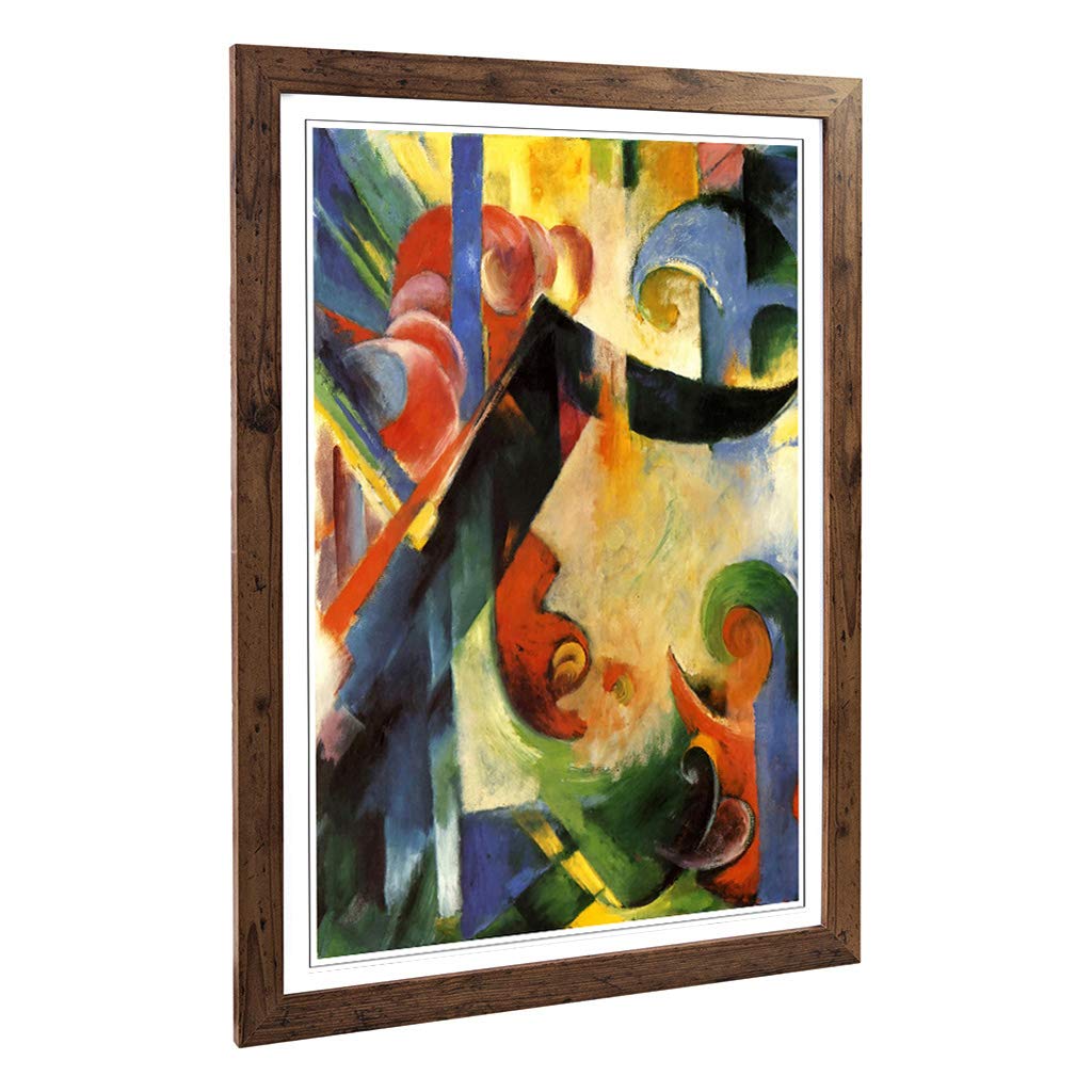 Big Box Art Framed Print of Franz Marc Broken Forms Design | Wall Art Picture | Home Decor for Kitchen, Living, Dining Room, Bedroom, Hallway, Office, Walnut, A2 / 24.5x18 Inch / 62x45cm