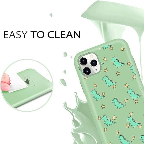 Miniatura 7 de Joyland Funda de silicona líquida para iPhone 12, lindo diseño de dinosaurio, delgada, suave, funda protectora de cuerpo completo con forro de