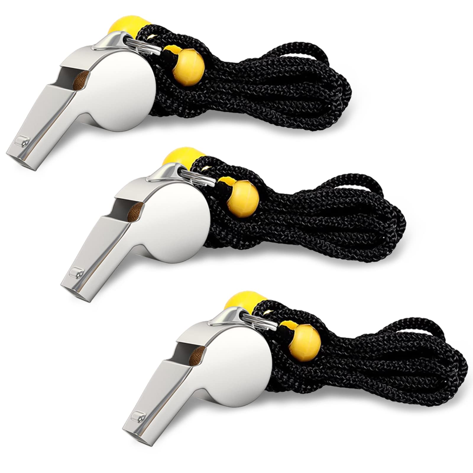 Lot De 24 Sifflets Professionnels En Acier Inoxydable Avec Cordons En Vrac, Très Puissants, Parfaits Pour Les Entraîneurs, Arbitres, Sauveteurs, Officiels Et équipes, Argenté