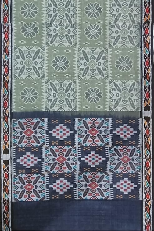 Image of Ikat Women's Cotton Saree, Handmade Pure Cotton Khandua Saree, Ikkat Orissa Traditional Handloom Saree without Blouse