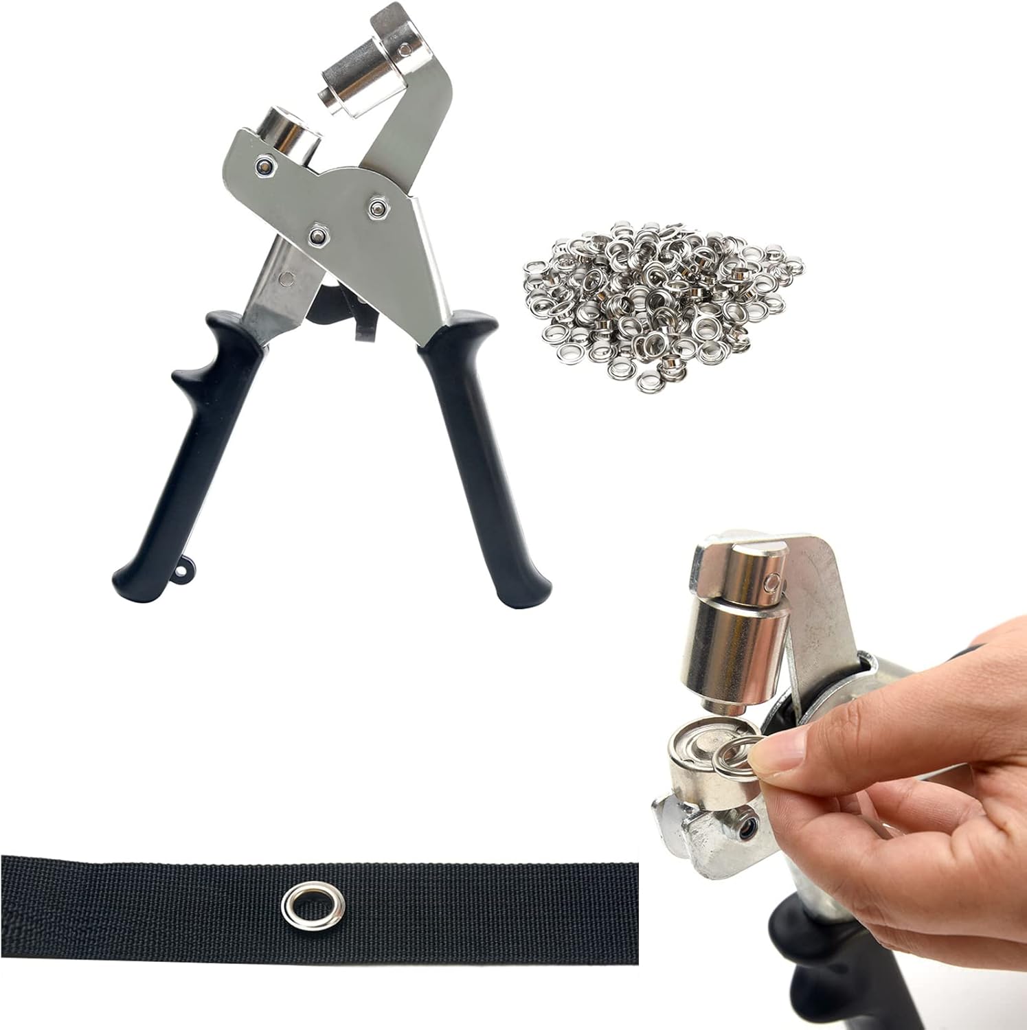 Pilarmuture Grommet Tool Kit,Handheld Hole Punch Pliers